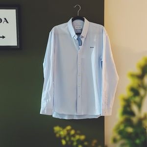 Size Large Maison Labiche Sky Blue Poplin "Epicurien" or Bougie  Button Up.